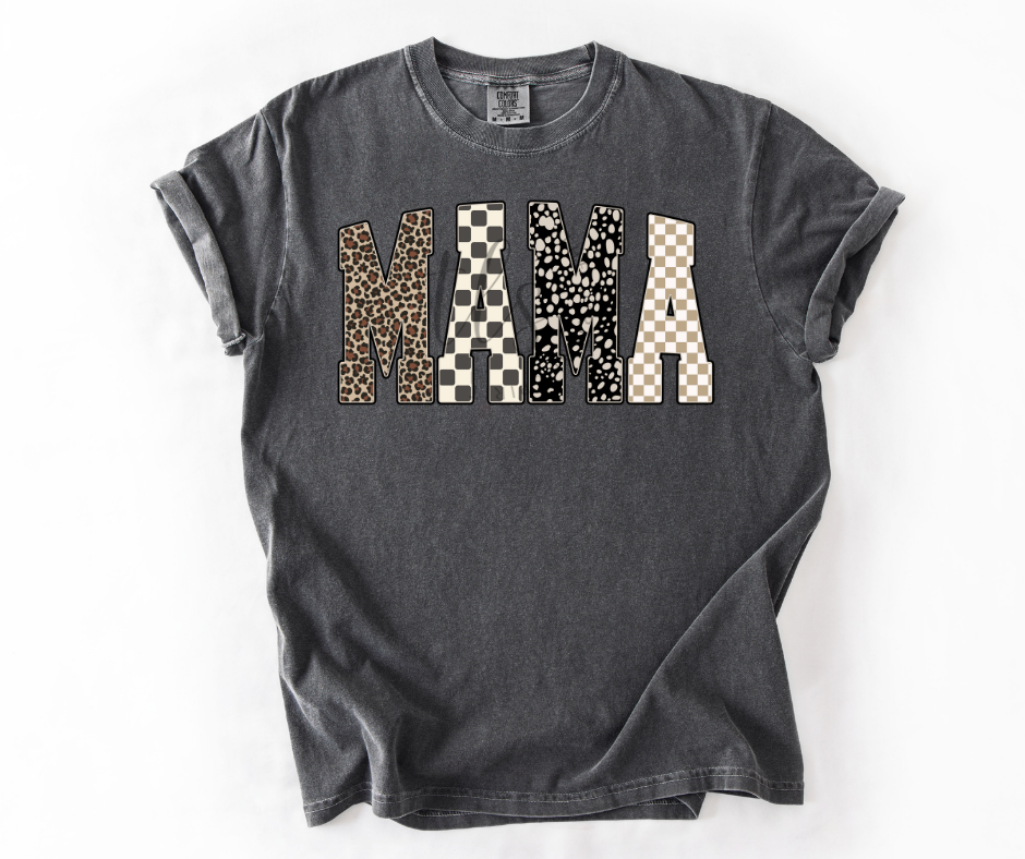 MAMA Leopard Checkered T-Shirt