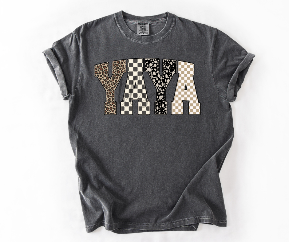YAYA Leopard Checkered T-Shirt