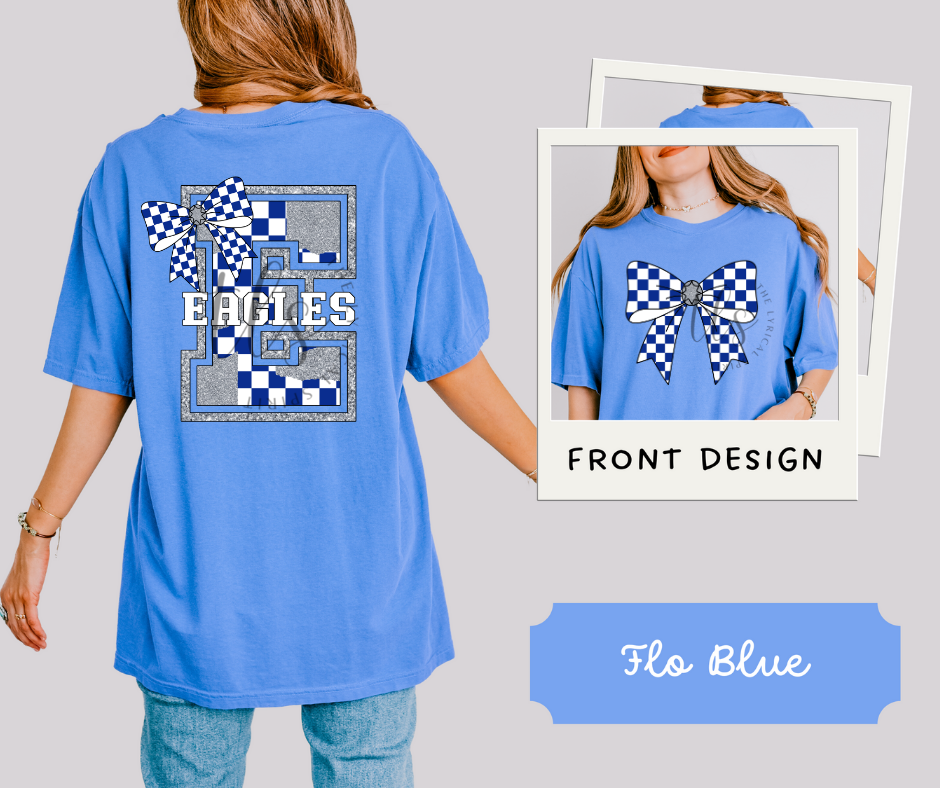 Eagles Silver Glitter Checkered Bow Custom Exclusive T-Shirt