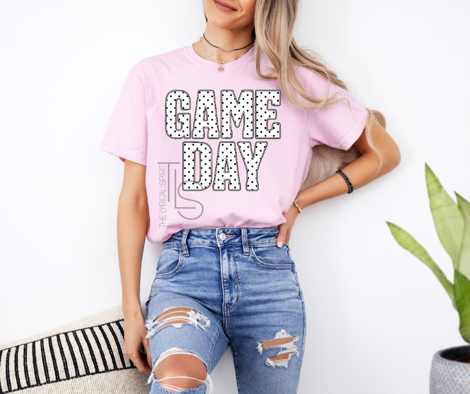 Game Day Black Polka Dot Spirit T-Shirt