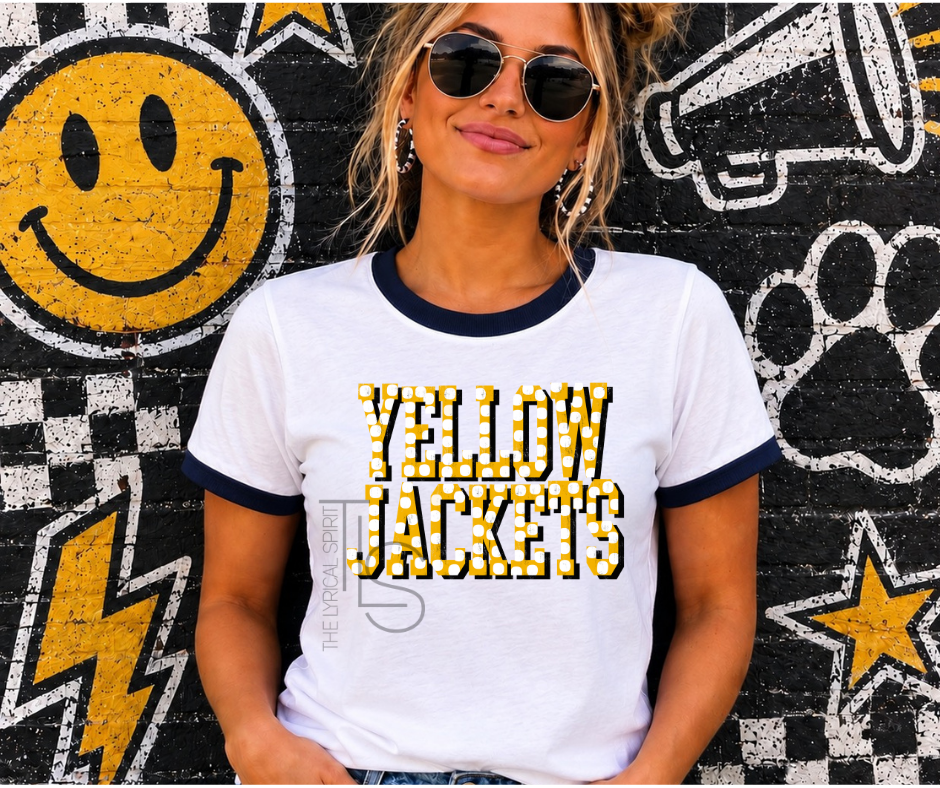 Yellow Jackets Marquee Lights Ringer T-Shirt