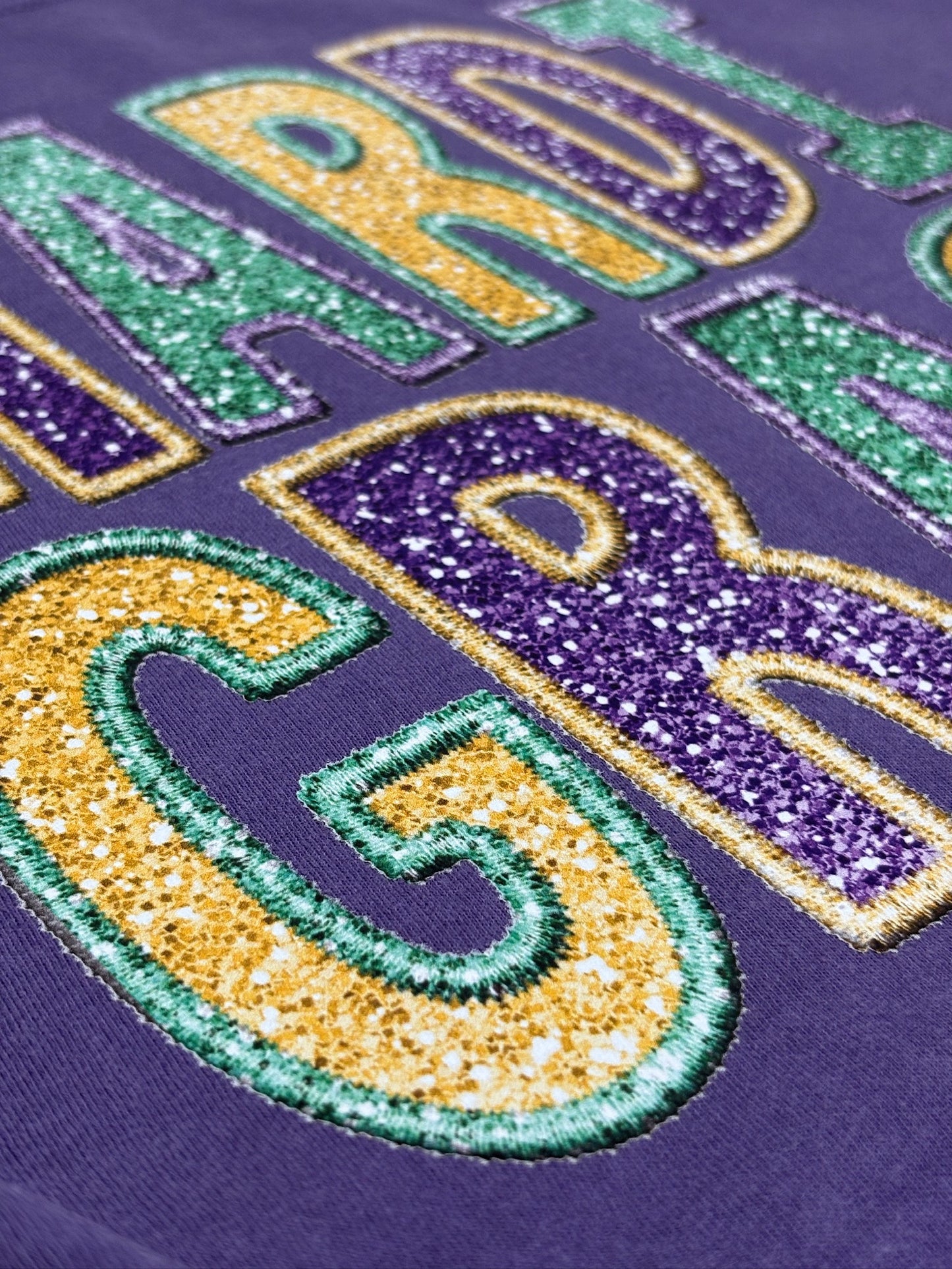 Mardi Gras Faux Glitter Embroidery T-Shirt