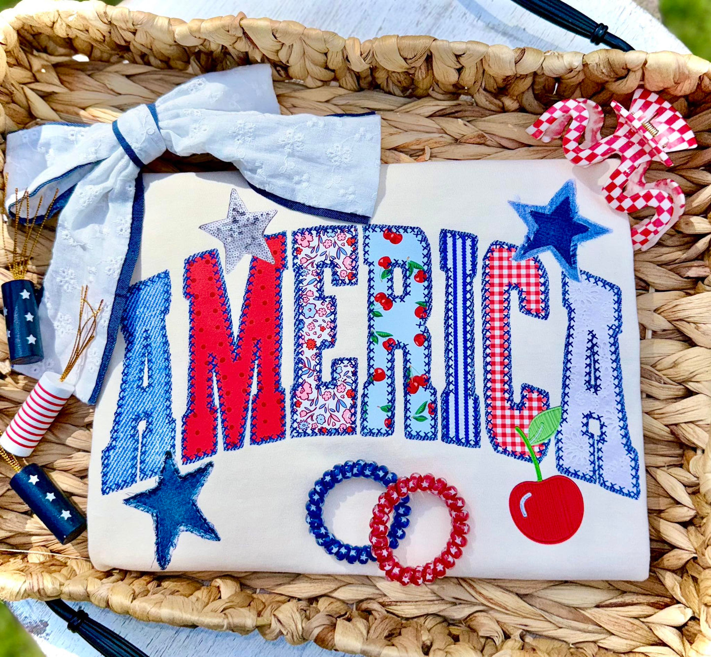 America Faux Patchwork Varsity T-Shirt