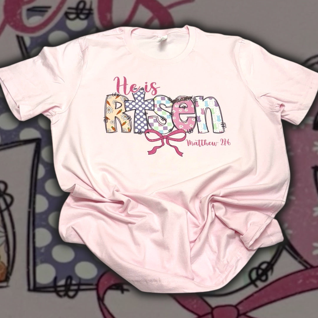 He Is Risen Easter Bow T-Shirt
