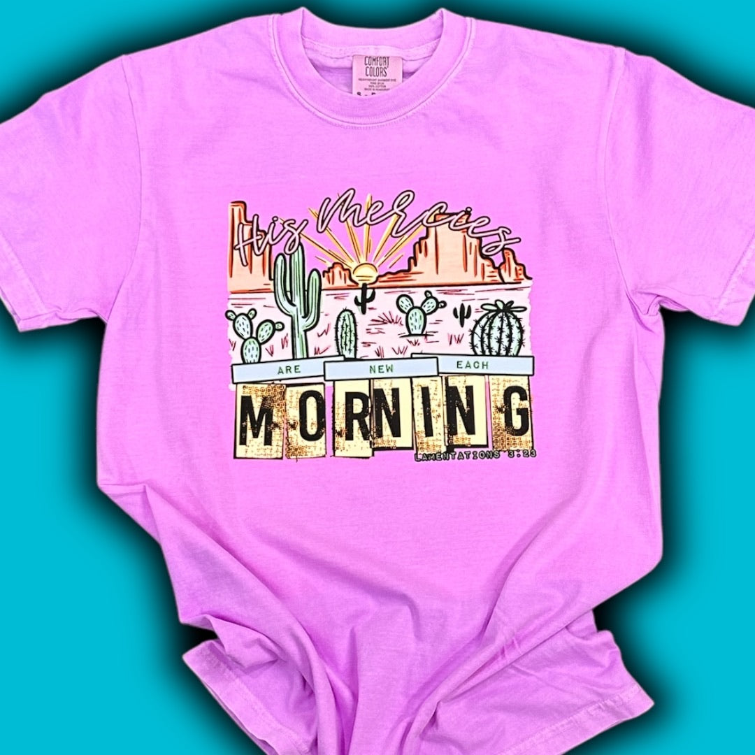 His Mercies Are New Each Morning Neon Purple T-Shirt