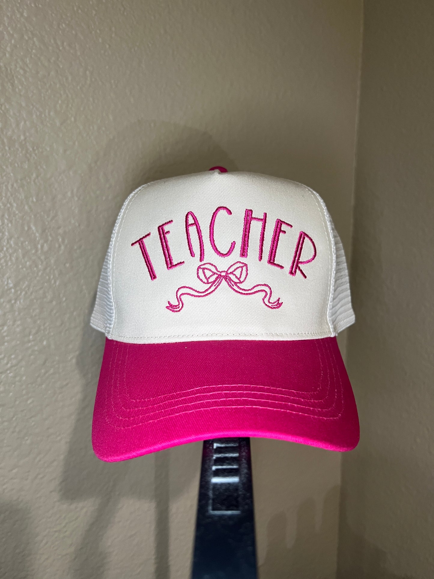 Teacher Bow Embroidered Structured Hat