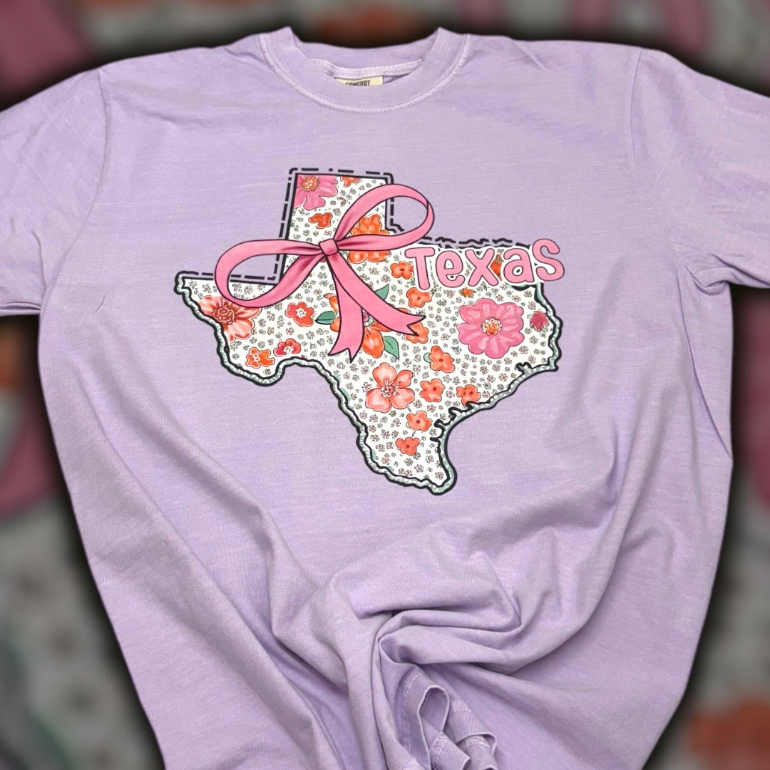 Texas Pink Bow Florals T-Shirt