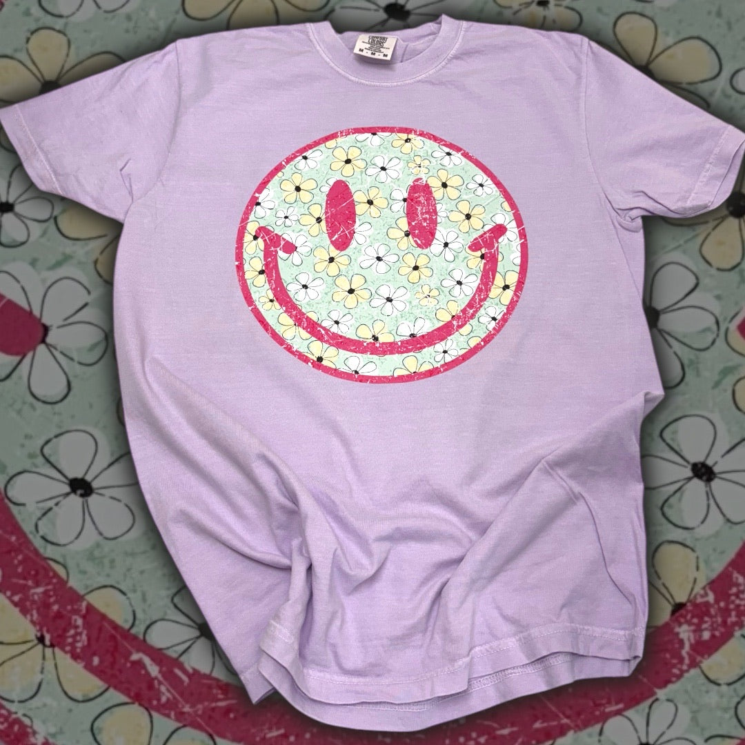 Green Floral Smiley T-Shirt