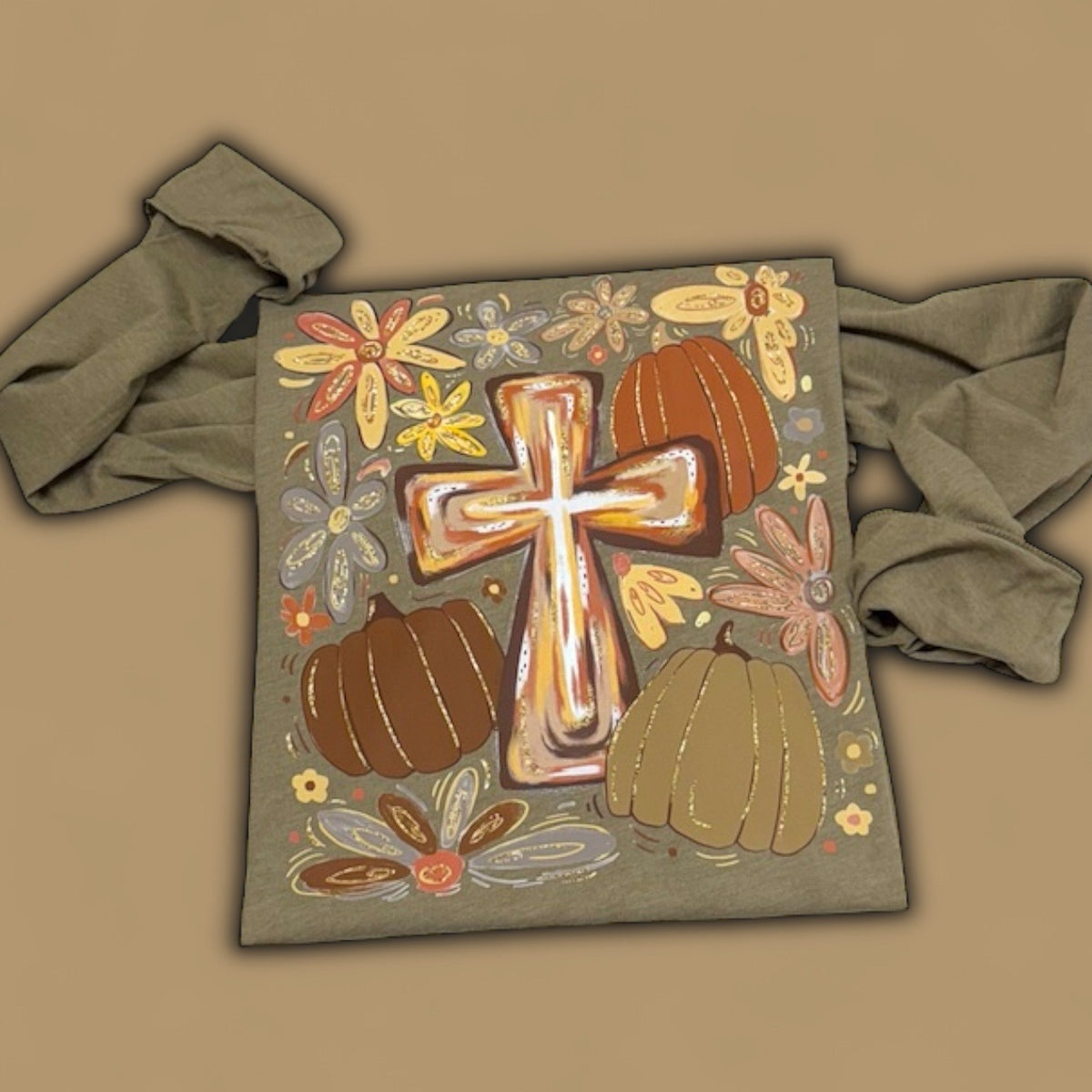 Fall Cross Florals Long Sleeve T-Shirt