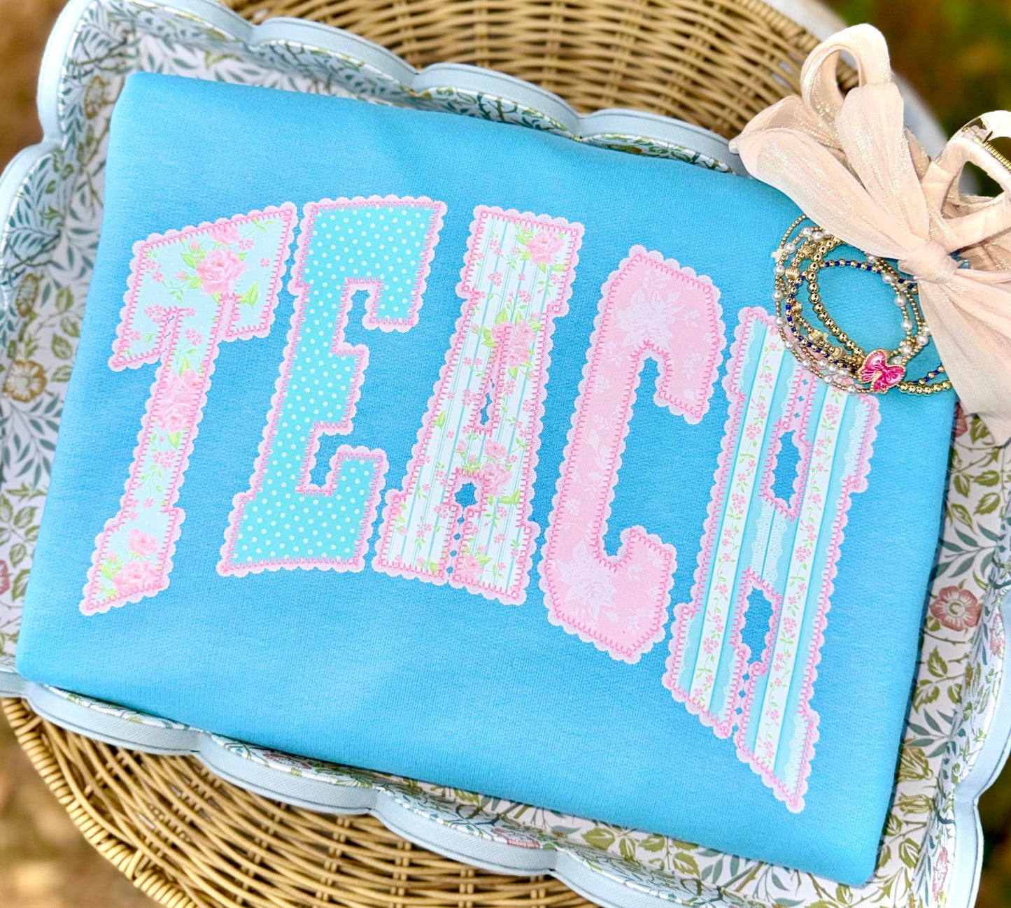 Teach Faux Patchwork Varsity T-Shirt
