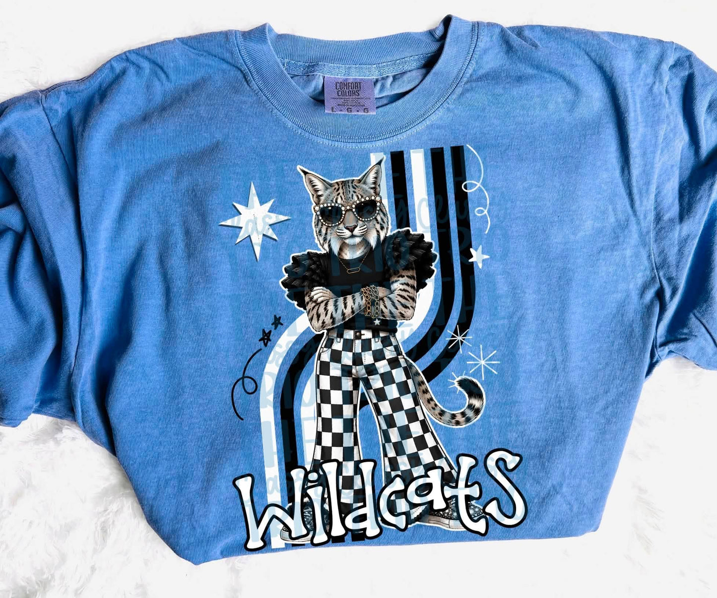 Retro Mascot Checkered Pants Spirit T-Shirt