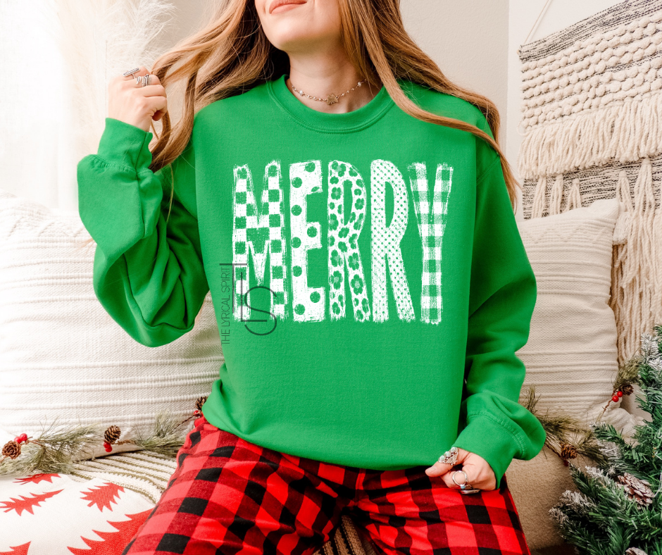 Merry White Distressed Patterns T-Shirt/Sweatshirt