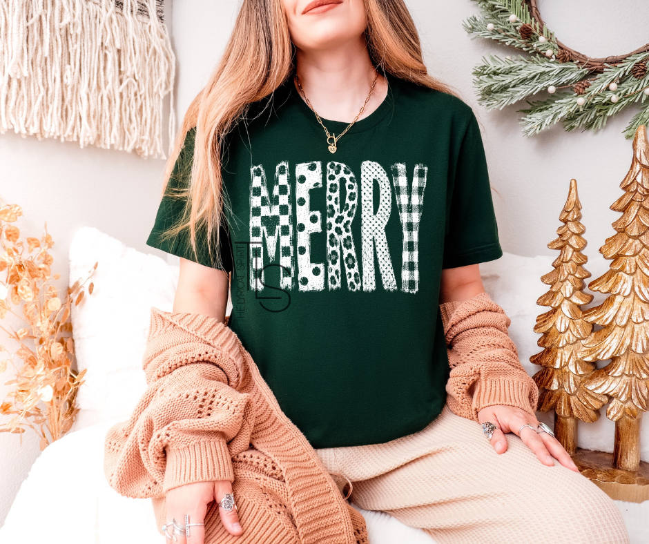 Merry White Distressed Patterns T-Shirt/Sweatshirt