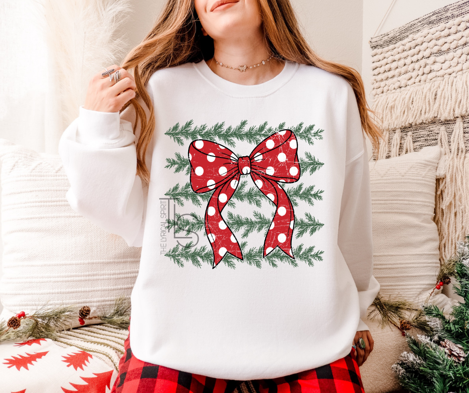 Polka Dot Bow Christmas Sweatshirt