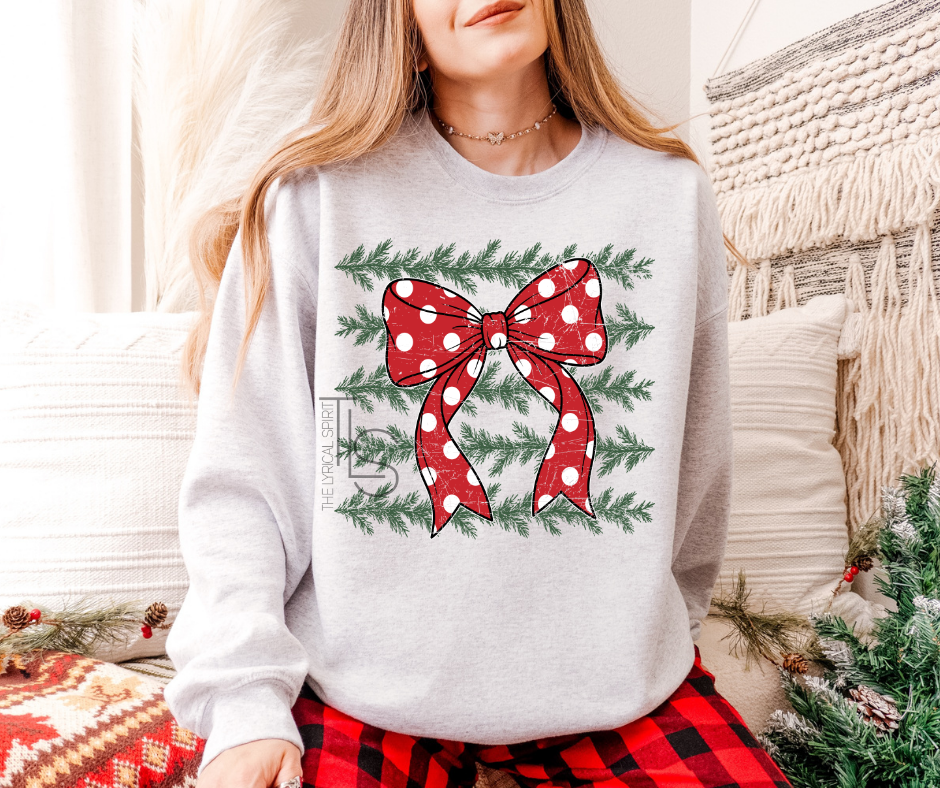 Polka Dot Bow Christmas Sweatshirt