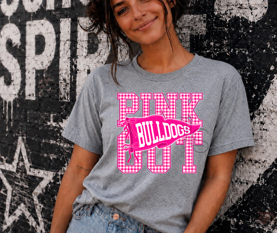 Bulldogs Pink Out Pennant Flag T-Shirt