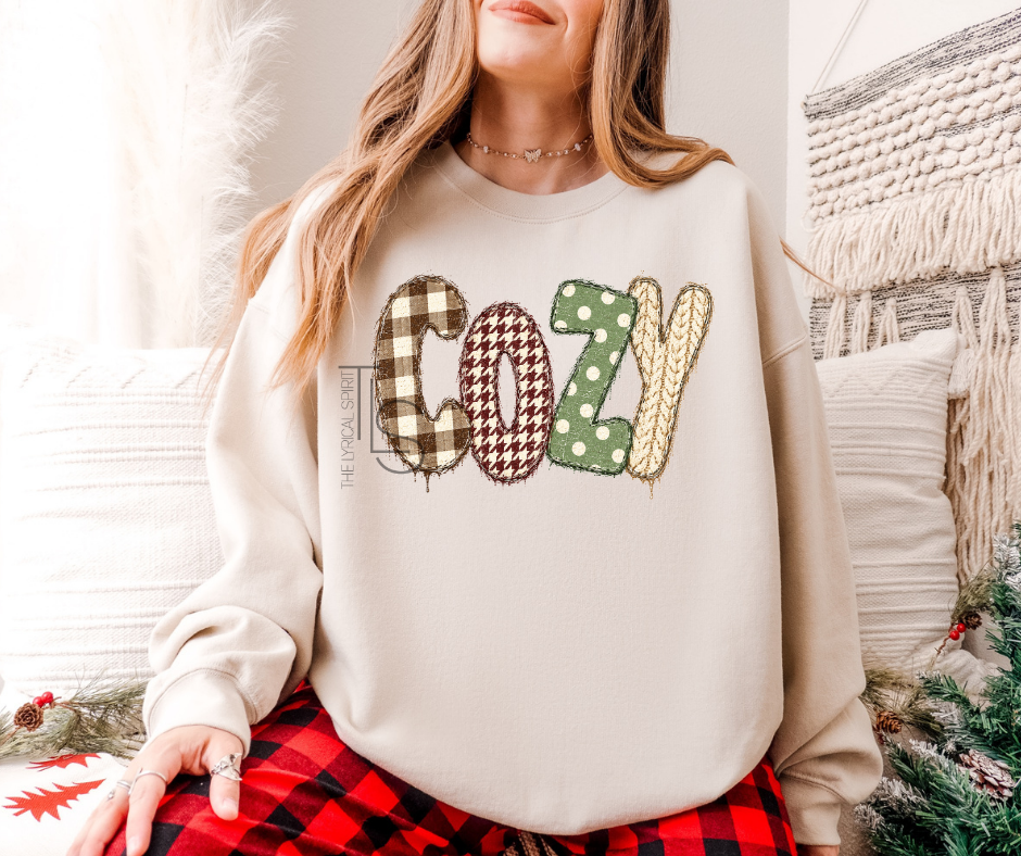 Cozy Faux Patchwork Sweatshirt