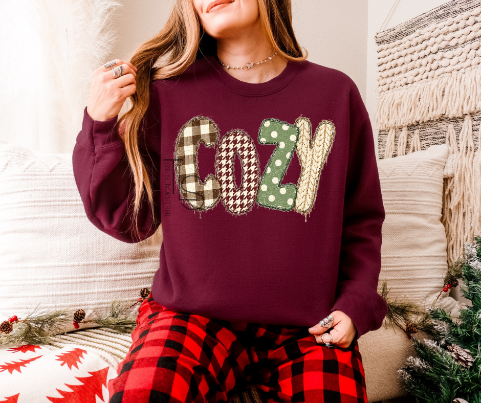 Cozy Faux Patchwork Sweatshirt