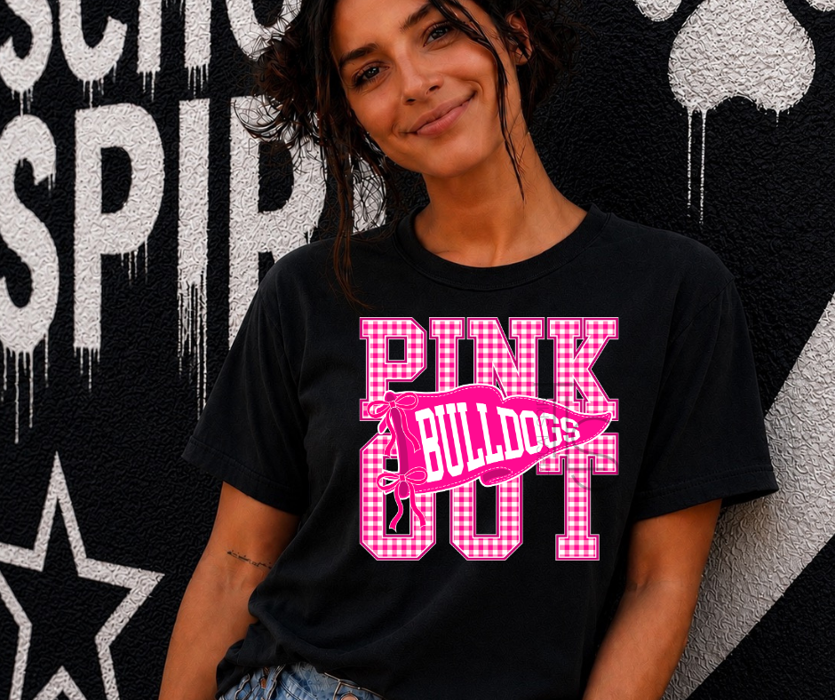 Bulldogs Pink Out Pennant Flag T-Shirt