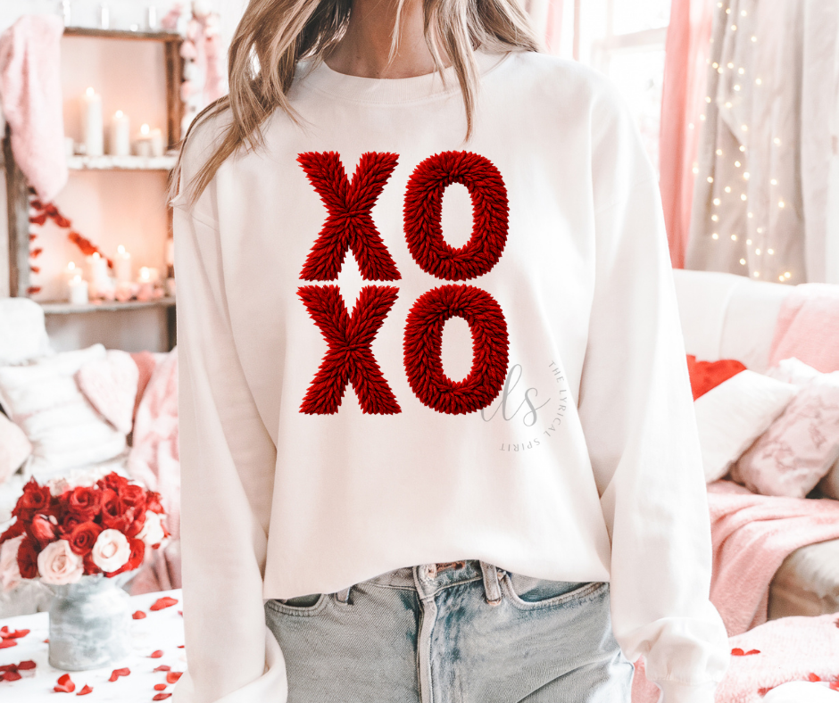 Red Crochet XOXO Valentine's Sweatshirt