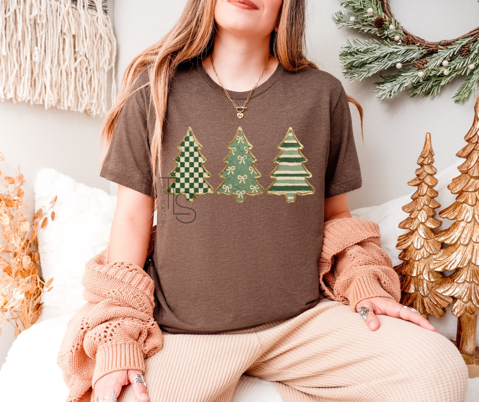 Faux Painted Golden Christmas Trees T-Shirt