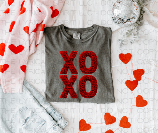 Red Crochet XOXO Valentine's T-Shirt