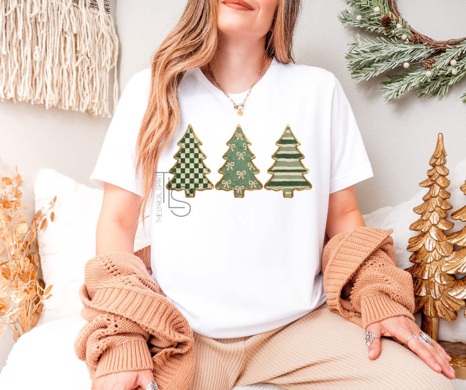 Faux Painted Golden Christmas Trees T-Shirt