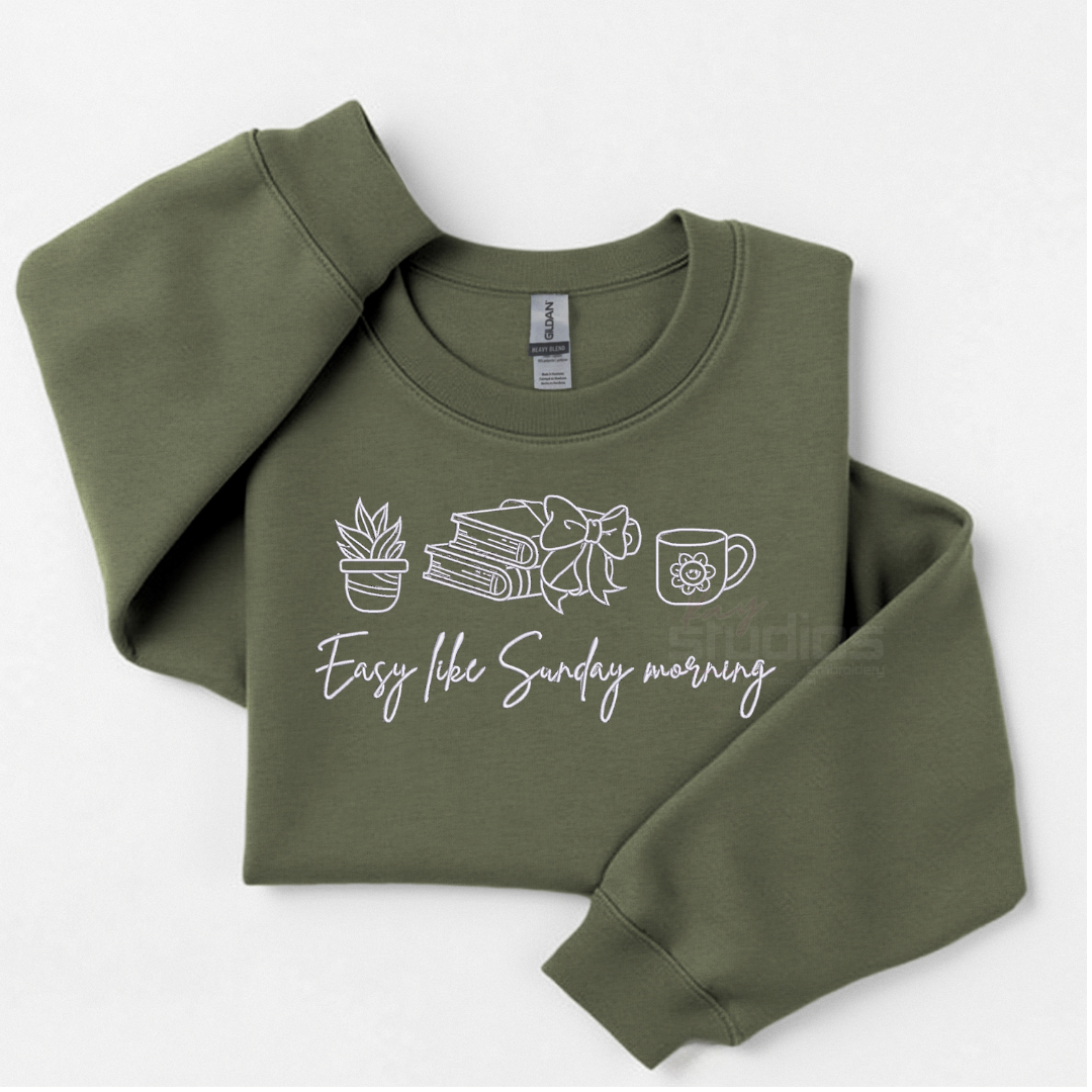 Easy Like Sunday Morning Embroidered Crewneck
