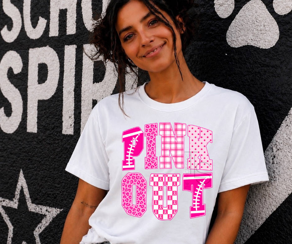 Pink Out Football Patterns T-Shirt