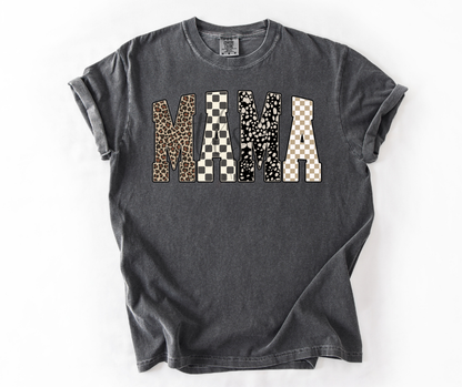 MAMA Leopard Checkered T-Shirt 