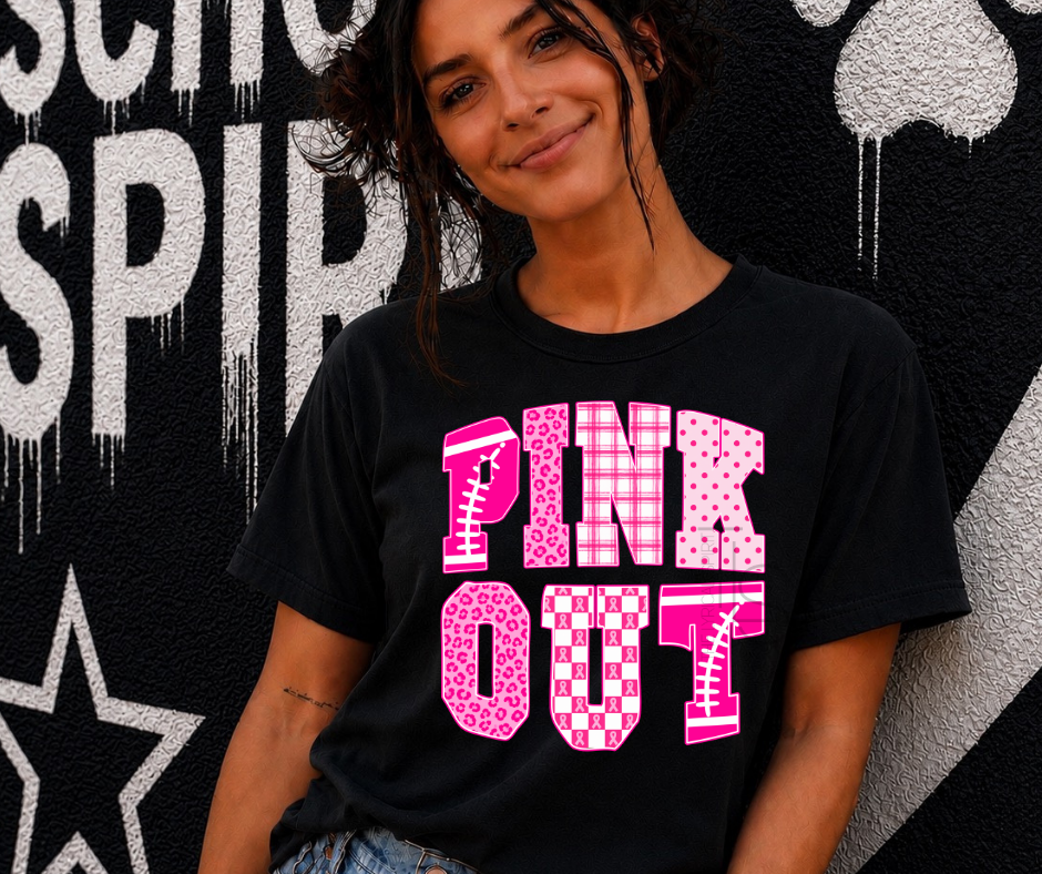 Pink Out Football Patterns T-Shirt