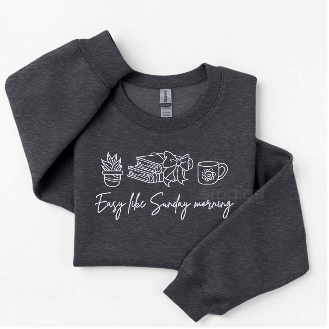Easy Like Sunday Morning Embroidered Crewneck