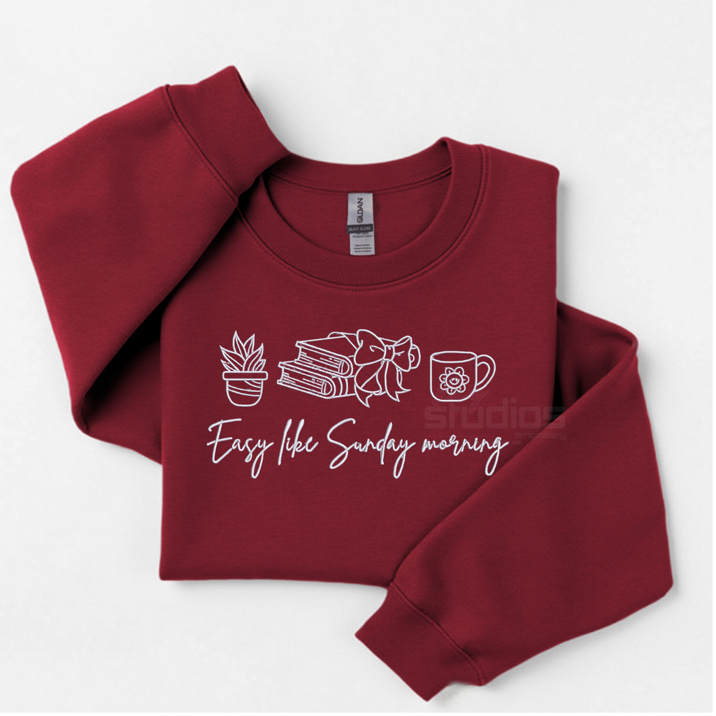 Easy Like Sunday Morning Embroidered Crewneck