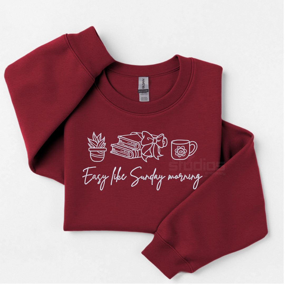 Easy Like Sunday Morning Embroidered Crewneck