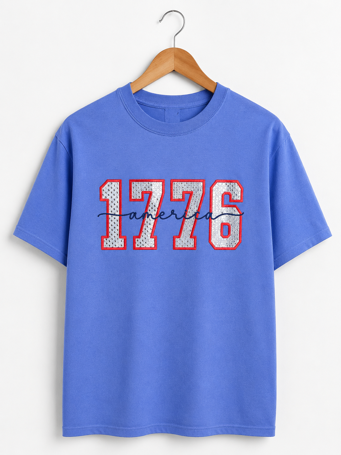 1776 America Spangle Embroidered T Shirt