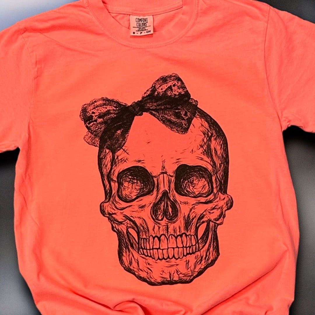 Skull Lace Bow Halloween T-Shirt