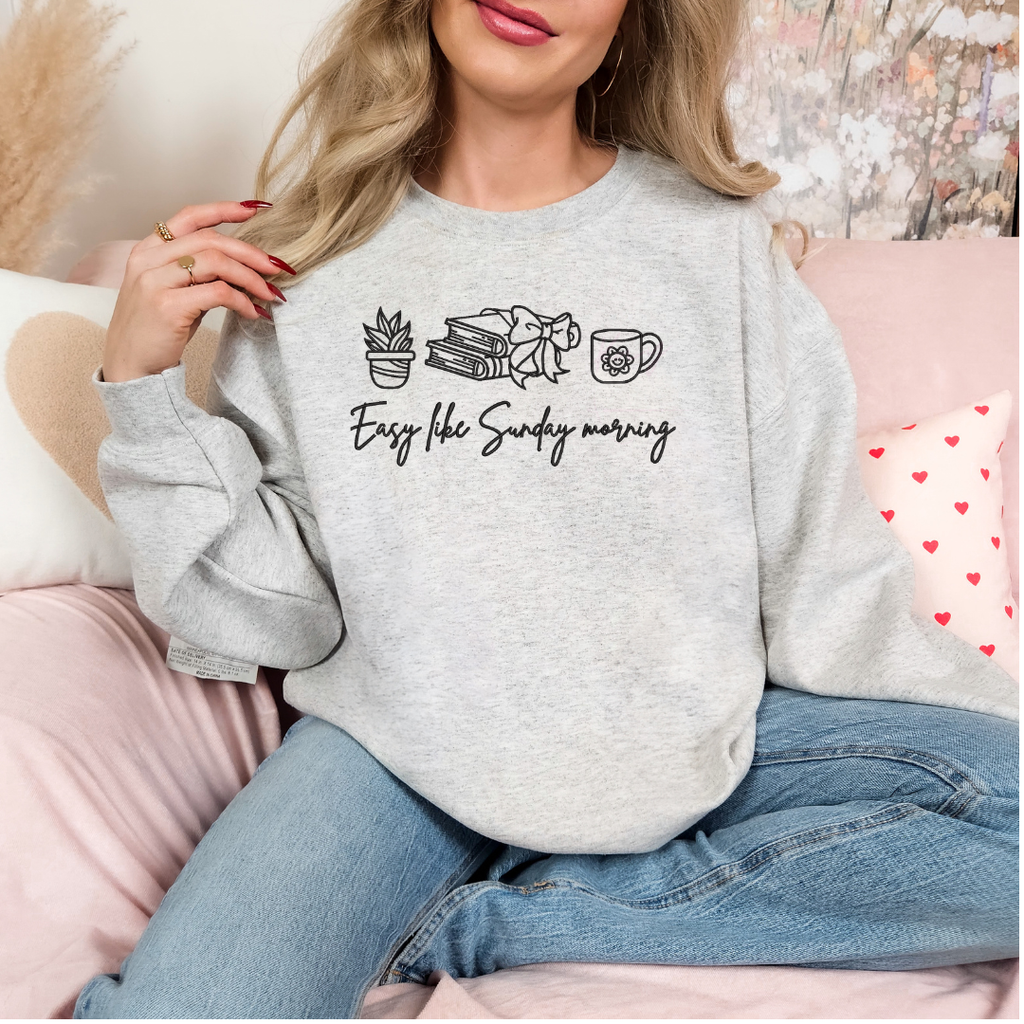 Easy Like Sunday Morning Embroidered Crewneck