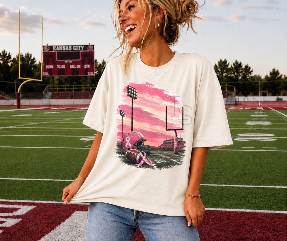 Football Stadium Pink Out Breast Cancer Awareness T-Shirt