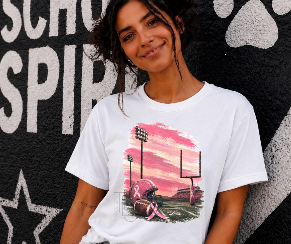 Football Stadium Pink Out Breast Cancer Awareness T-Shirt