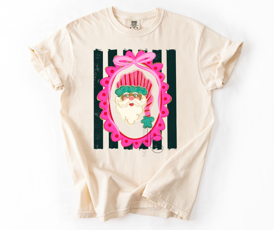 Santa Black Vintage Frame T-Shirt