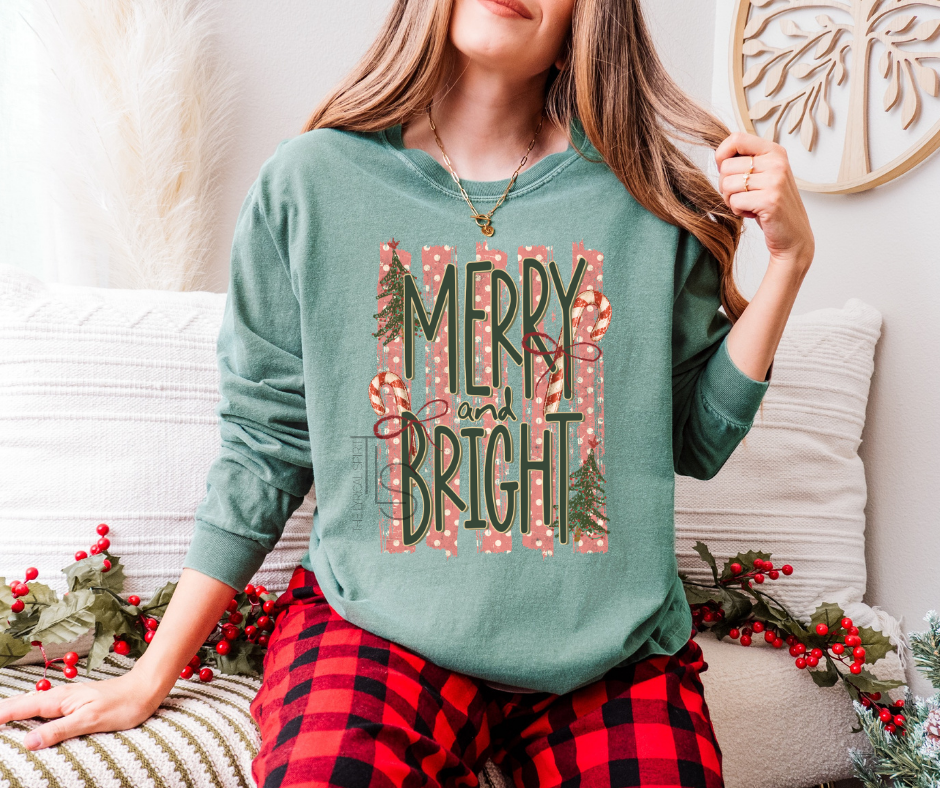 Merry & Bright Polka Dot Stripes T-Shirt