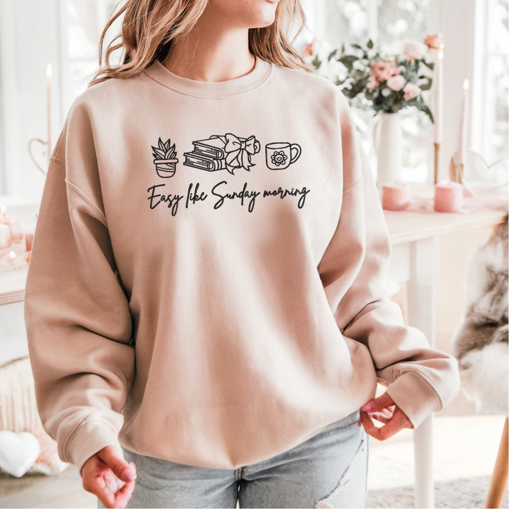 Easy Like Sunday Morning Embroidered Crewneck