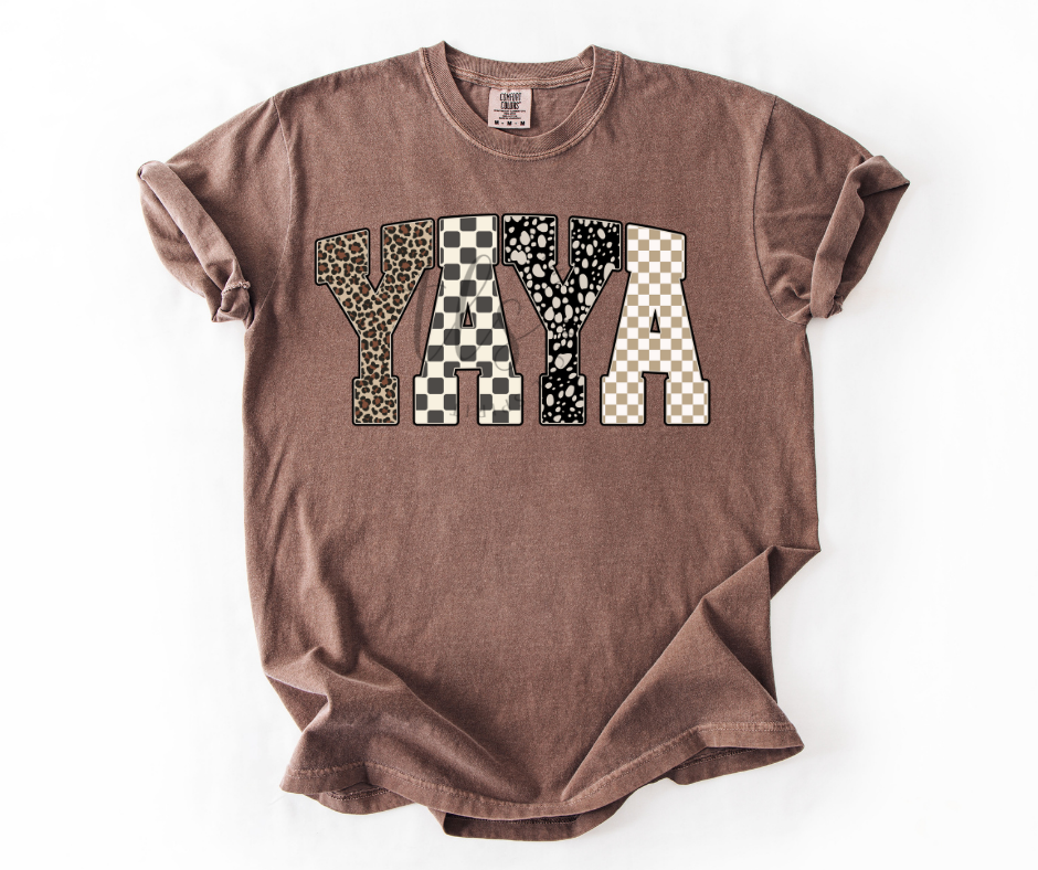 YAYA Leopard Checkered T-Shirt 