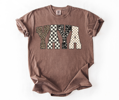 YAYA Leopard Checkered T-Shirt 