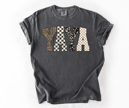 YAYA Leopard Checkered T-Shirt 