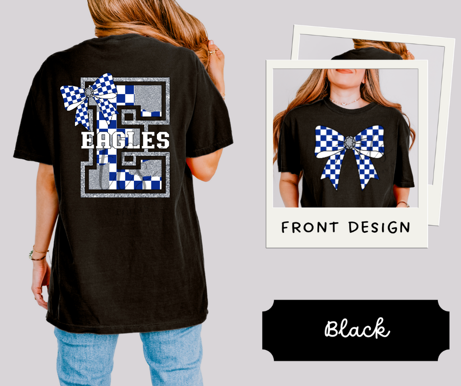 Eagles Silver Glitter Checkered Bow Custom Exclusive T-Shirt