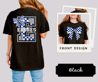 Eagles Silver Glitter Checkered Bow Custom Exclusive T-Shirt