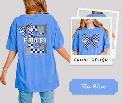 Eagles Silver Glitter Checkered Bow Custom Exclusive T-Shirt