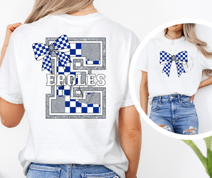 Eagles Silver Glitter Checkered Bow Custom Exclusive T-Shirt