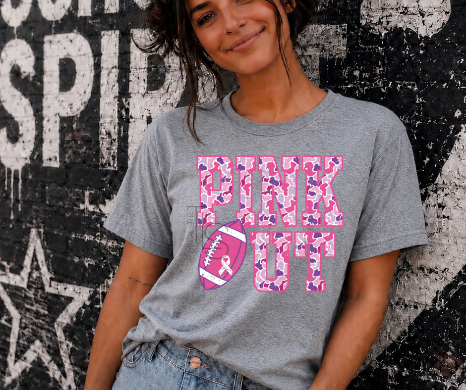 Pink Camo Pink Out Football T-Shirt